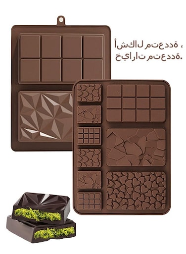 2 Pcs Chocolate Mold, Non Stick Silicone Chocolate Bar Mold, Making Chocolate and Filling Knafeh Pistachio Chocolate Bar
