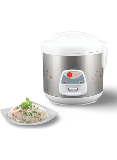 AFRA Rice cooker, 2.8L, Keep-Warm Function, 1000w, High Temperature Protection Measure Cup And Spoon Metallic, AF-2810RCMT, 2-Year Warranty