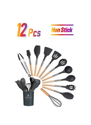 Non-Stick Silicone Kitchen Utensils Set &acirc;&euro;&ldquo; Heat-Resistant, BPA-Free, Non-Scratch, Ergonomic Handles for Non-Stick Cookware