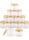 Alsaqer 12 Pieces 250 ml Empty Bottle Refillable Clear Plastic Jars with Gold Lids for Food Home Storage Products Round Containers Candy, Spices, Biscuits