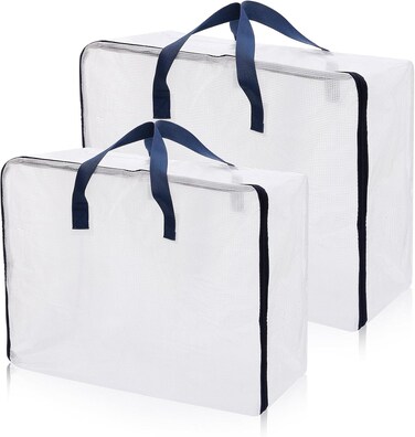 2 Pcs Clear Moving Bag, Storage Bags with Zipper Handle