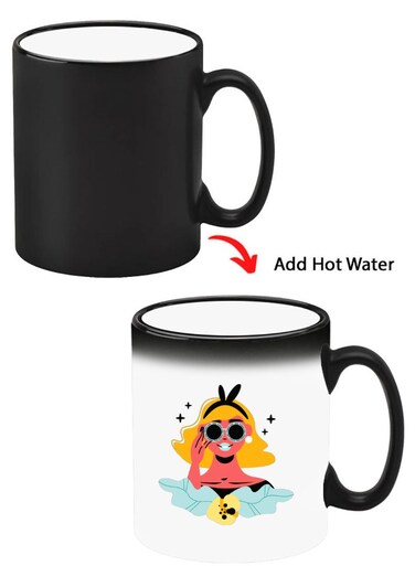 Color Changing Heat Sensitive Ceramic Mug, Image Revealed When HOT Liquid is Added! Girl power goggles
