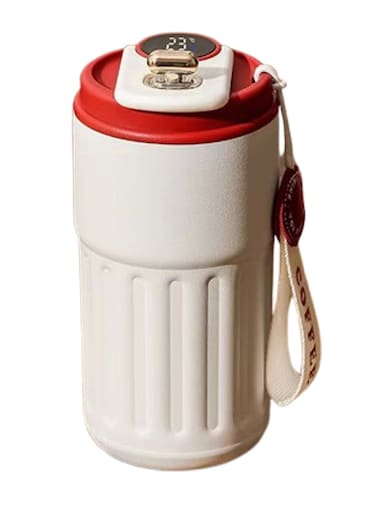 Travel Coffee Mug 450 ML Stainless Steel Vacuum Ice and Hot Drinks Insulated Tumbler for Home Office Outdoor Works LED Red.