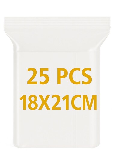 Clear Ziplock Bags 18x21CM   25 PACK Transparent Resealable Plastic Pouches  Reclosable Seal for Food Jewelry Travel Packing Storage   Multi Purpose Plastic Zipper Bags