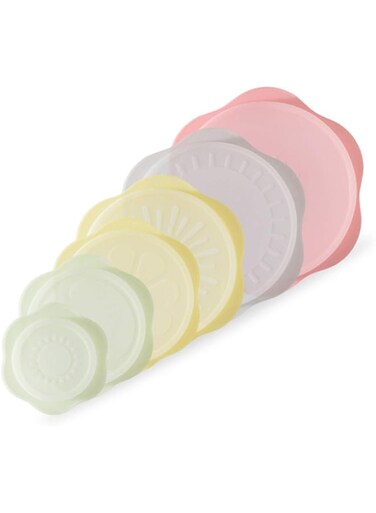 Silicone Stretch Lids Set for Food Storage, Fruit Pattern Food-grade Reusable Silicone Sealing Food Covers for Fresh-keeping Bowl Container Microwave and Dishwasher Safe (6 pcs of Different Sizes)