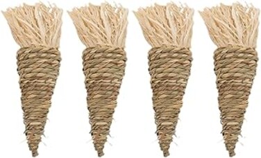 Happyyami 4pcs Rabbit Toy Chinchilla Nibbling Plaything Woven Pet Biting Toy Chinchilla Toy Pet Molar Toy Hamster Molar Toy Bunny Chew Toy Hamster Chew Prop Hamster Biting Plaything