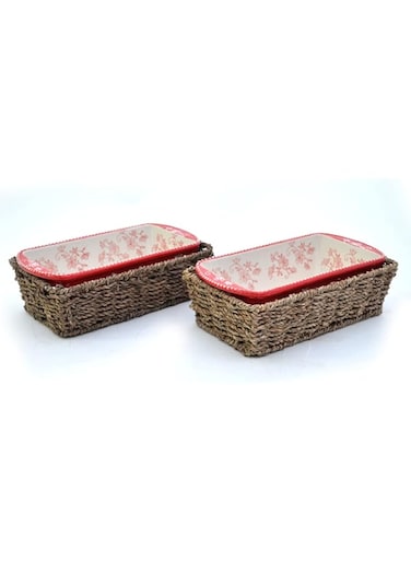 temp-tations&reg; Floral Lace Loaf Pans in Baskets - 4 Piece - Red