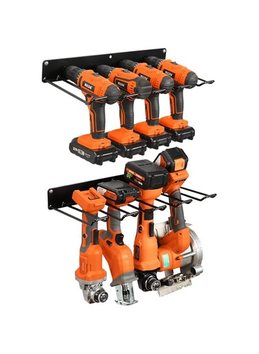 UU-Major Drill Holder Wall Mount,Power Tool Organizer,Heavy Duty Garage Tool Organizers and Storage,2 Pack Power Tool Storgae Racks Set Solid Metal Black
