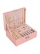 BPA Jewelry Box Organizer for Women Girls, Large Travel Leather Storage Box With Two Layers Display For 74 Ear Studs 12 Earrings 8 Necklaces 6 Bracelets &amp; Watches 9 Rings and 9 Extra (Pink)