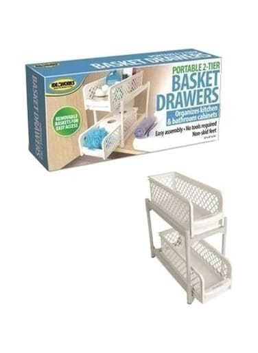 Dubai Gallery Two Tier Basket Drawer White 20.47Inch