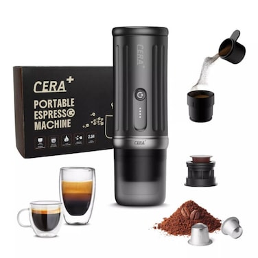 Cera+ Portable Mini Espresso Machine   Rechargeable Car Coffee Maker Gray