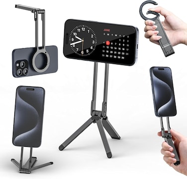 ULANZI MA30 Magnetic Phone Tripod Stand for iPhone - Aluminium Maglock Smartphone Mini Tripod Pocket Cell Phone Stand Strong Magnet Quick Mount Compatible with iPhone 16 15 14 13 12 Series (Dark Gray)