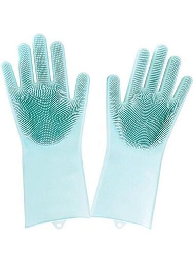 Magic Silicone Rubbe Dish Washing Gloves Blue