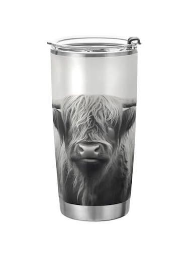 xigua 20oz Highland Cow Tumbler with Lid,Stainless Steel Vacuum Insulated Coffee Ice Cup Double Wall Travel Flask