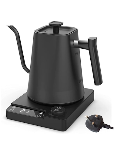 TTQKBIM Electric kettle, intelligent thermostatic electric kettle, hand-poured coffee maker, temperature control, 1L, 304 stainless steel, milk, coffee, flower tea (Black)
