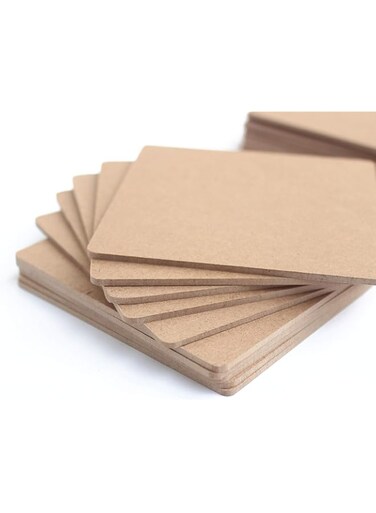 IVEI DIY Thin MDF Coasters Wood Sheet Craft - MDF Plain Wooden Coasters Square Shaped Blank Cutouts for Painting; Decoupage; Resin Art Work &amp; Decoration - Set of 20 (3.5 in X 3.5 in)