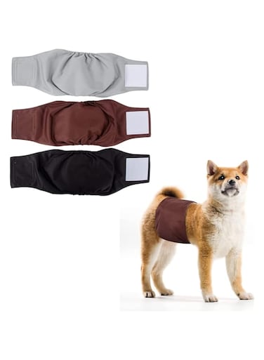 ELECDON Dog Diapers Male Washable, (3 Pack) Reusable Male Dog Diapers, Strong Water Absorption No Leakage Belly Band for Male Dogs, Comfortable Durable Adjustable Male Dog Wraps