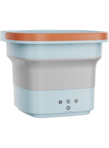 Arabest Portable Washing Machine,Mini Foldable Washing Machine with Spin Dryer Ultrasonic Cleaning sterilization Automatic Washer with Drain Basket,for Underwear Socks Baby Clothes Towels (Blue)