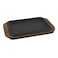 Ilsa Rectangular cast iron serving plate with wooden tray 30x22 cm