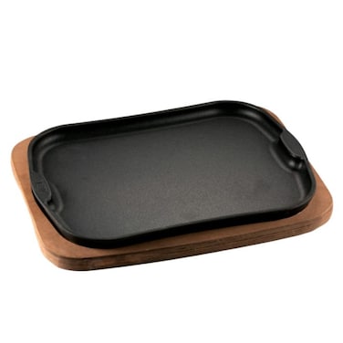 Ilsa Gourmet cast iron serving plate with wooden tray cm 26x18