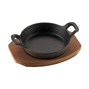 Ilsa Mini round enamelled cast iron pan with wooden tray &Oslash; 15 cm