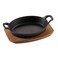 Ilsa Mini oval enamelled cast iron pan with wooden tray 22x16 cm