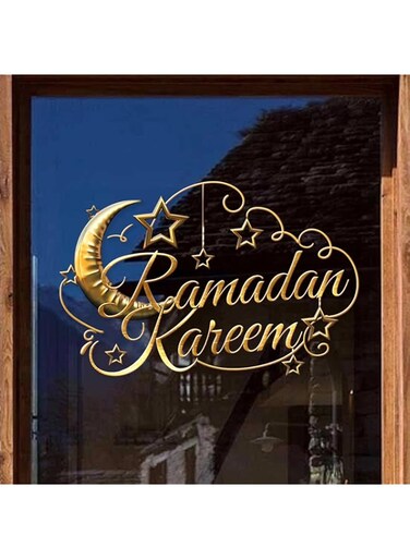 Window Clings,Ramadan Window Stickers, Wall Stickers Decorations for Homes with Moon and Star Designs, Tile Stickers, electrostatic Sticker Glass Sticker Window Double-Sided Visual