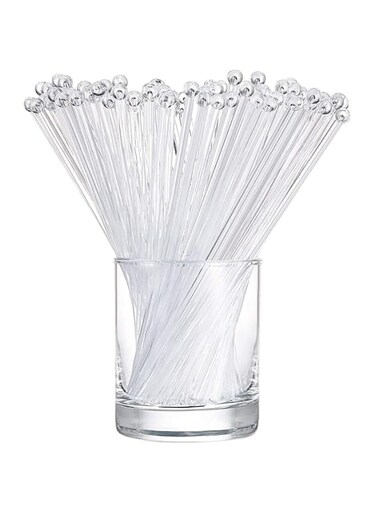 ABSOK 100 Pieces Ball Head Stirrer Disposible Plastic Round Top Crystal Swizzle Sticks, Crystal Cake Pops, Cocktail Coffee Drink Stirrers (Clear)