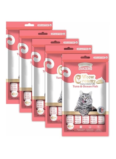 Grain Zero Creamy Lickable Cat Treats, Ocean Fish,5 x 15Gm   Rich In Protein, Promotes Hydration, No Artificial Preservatives   Best For Training And Bonding   For Kitten &amp; Adult
