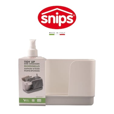 Snips Tidy Up White Sink Organizer with Soap Dispenser &amp; Sponge Holder &ndash; Made in Italy