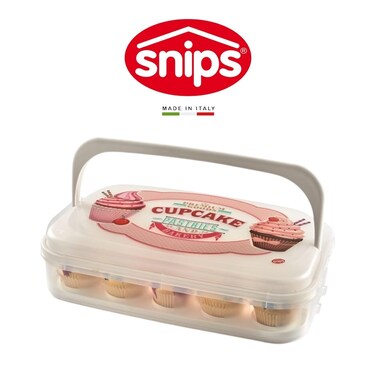 Snips 14-Cupcake Holder with Reversible Tray &amp; Handle &ndash; 7L, Made in Italy