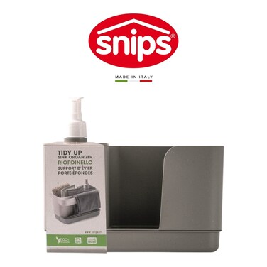 Snips Tidy Up Grey Sink Organizer with Soap Dispenser &amp; Sponge Holder &ndash; Made in Italy