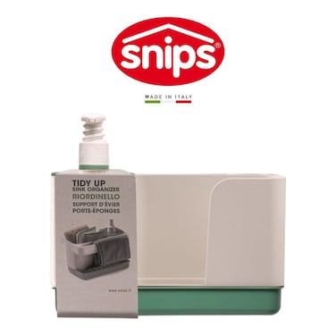 Snips Tidy Up Green Sink Organizer with Soap Dispenser &amp; Sponge Holder &ndash; Made in Italy