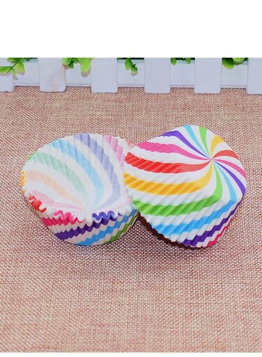 Cupcake Baking Paper Cases Cake Box,Disposable Muffins Baking Cupcake Mould 6.8x5x3cm - Rainbow