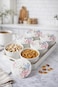 Premium 6-Compartment Snack Serving Tray with Lids &ndash; Elegant Plastic Nut &amp; Dry Fruit Organizer Set with Gold Trim, Shatterproof Divided Platter (White Floral)
