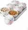 Premium 6-Compartment Snack Serving Tray with Lids &ndash; Elegant Plastic Nut &amp; Dry Fruit Organizer Set with Gold Trim, Shatterproof Divided Platter (White Floral)
