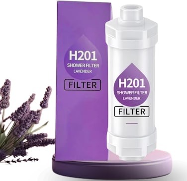 Lavender Scented Shower Filter with Vitamin C &ndash; Hard Water Softener for Hair and Skin &ndash; Removes Chlorine &amp; Heavy Metals &ndash; Universal High-Pressure Shower Head Attachment for Aromatherapy Home Spa