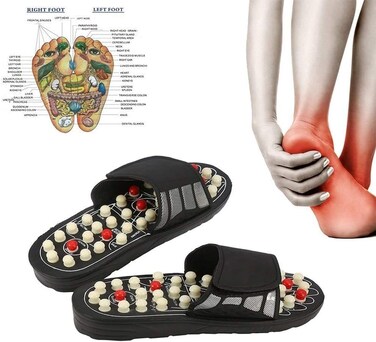 Acupressure Massage Slippers for Men and Women &ndash; Chinese Reflexology Therapy Sandals with Rotating Massage Nodes &ndash; Stress Relief Foot Massager Shoes for Plantar Fasciitis &amp; Relaxation &ndash; Unisex Medical Stones Massage Slides