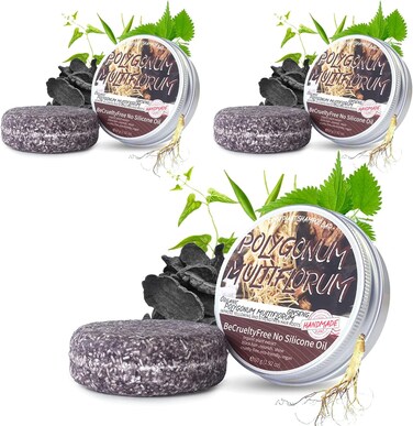 3-Piece Natural Darkening Shampoo Bar Set &ndash; Organic Shouwu Hair Darkening Soap for Gray Hair &ndash; Herbal Conditioner &amp; Maintenance Bar for Hair Growth and Scalp Health &ndash; Unisex Solid Shampoo for Men and Women