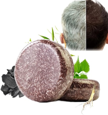 Natural Darkening Shampoo Bar for Gray Hair &ndash; Organic Shouwu Hair Darkening Soap &ndash; Herbal Moisturizing and Repair Shampoo Bar for Damaged Hair &ndash; Unisex Solid Hair Care for Natural Color Restoration