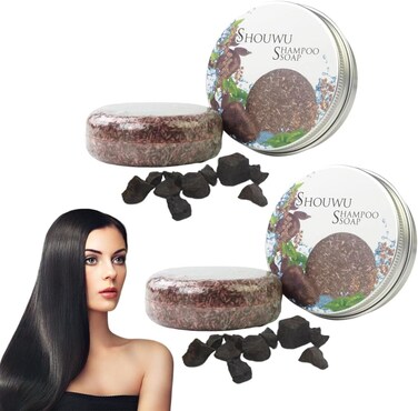 2 PCS Natural Darkening Shampoo Bar Set &ndash; Organic Shouwu Hair Growth Soap &ndash; Anti-Hair Loss Treatment &amp; Scalp Stimulator &ndash; Herbal Hair Darkening Shampoo for Men &amp; Women (Unisex)