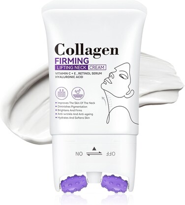 كريم شد الرقبة مع بكرات تدليك مزدوجة، مرطب لرفع وشد خط الفك ومنطقة الصدر، ترطيب ومكافحة التجاعيد للبشرة