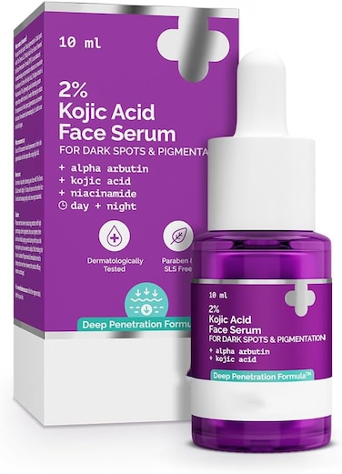 سيروم تفتيح بحمض الكوجيك 2% حجم 10 مل مع ألفا أربوتين ونياسيناميد، لعلاج البقع الداكنة والتصبغات وتوحيد لون البشرة