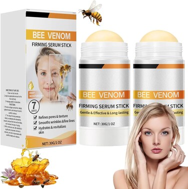 Bee Venom Firming Serum Stick 2PCS &ndash; Anti-Aging Face Lift Cream for Skin Tightening, Hydration, Elasticity Boost &amp; Wrinkle Care for Men &amp; Women