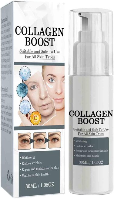 Collagen Boost Anti-Aging Face Serum with Hyaluronic Acid &amp; Vitamin C &ndash; Firming Skin Care for Wrinkles, Hydration &amp; Youthful Glow