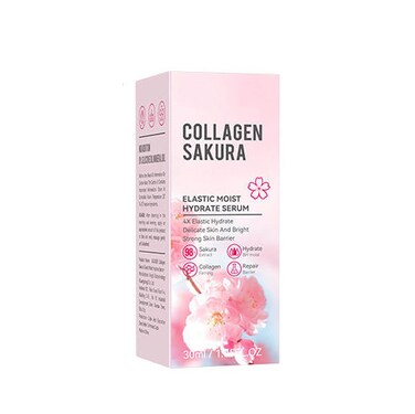 Sakura Collagen Moisturizing Face Serum 100ml &ndash; Pink Anti-Wrinkle Skin Revitalizing Essence for Hydration, Elasticity &amp; Radiant Glow