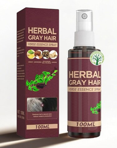 Herbal Gray Hair Darkening Spray &ndash; Gradual Color Restoring Conditioner for Grey Hair, Natural-Looking Coverage &amp; Nourishing Care, 100ml