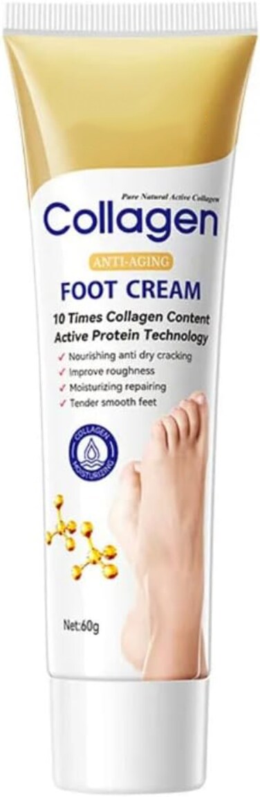 Collagen Foot Cream for Dry Cracked Feet &ndash; Anti Aging Moisturizing Repair Cream with Active Protein, Softening Heel Care Treatment
