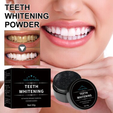 Natural Coconut Activated Charcoal Tooth Powder &ndash; Teeth Whitening Oral Care Powder for Fresh Breath, Stain Removal &amp; Deep Dental Cleansing