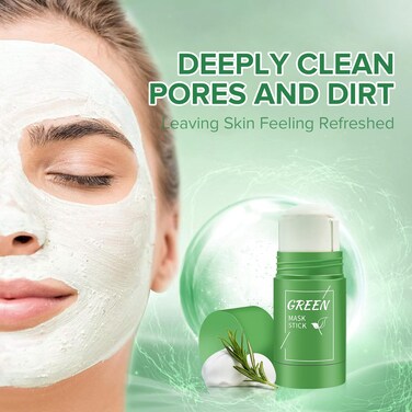 Green Tea Cleansing Mask Stick for Deep Pore Cleanse, Blackhead Remover, Oil Control &amp; Hydrating Facial Skin Care
